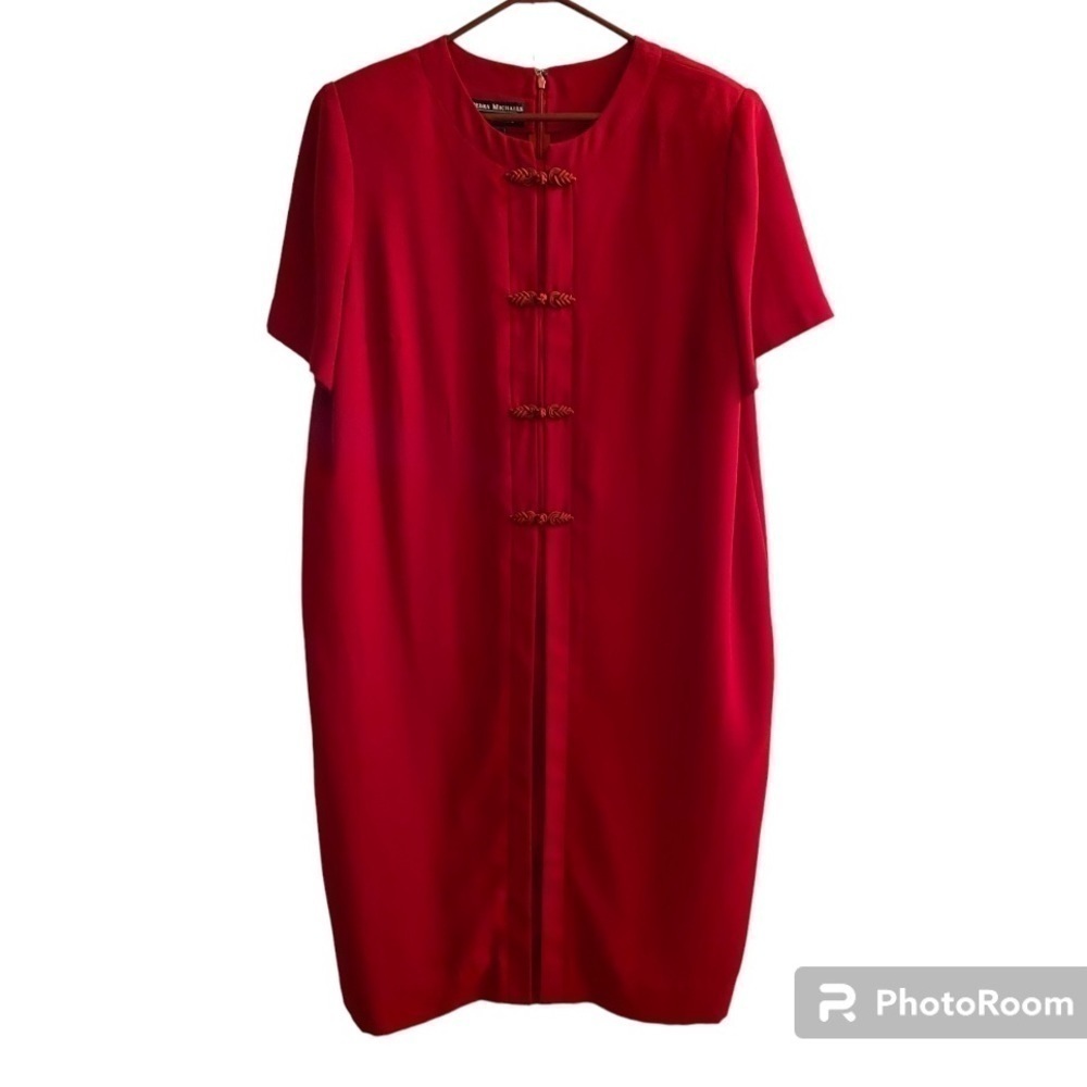 Vintage Red Dress With French Braids In Front